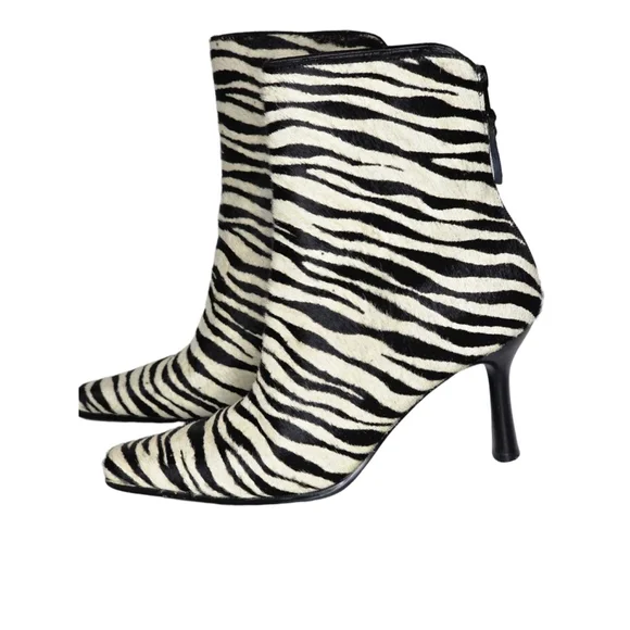 VALERIE STEVENS Black White Zebra Print Ankle boots Women's Size 10 - Picture 2 of 8